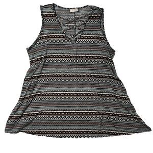 Bobbie Brooks Aztec Print Pocketed Short Sleeve Tank Top Size 3X Plus Size